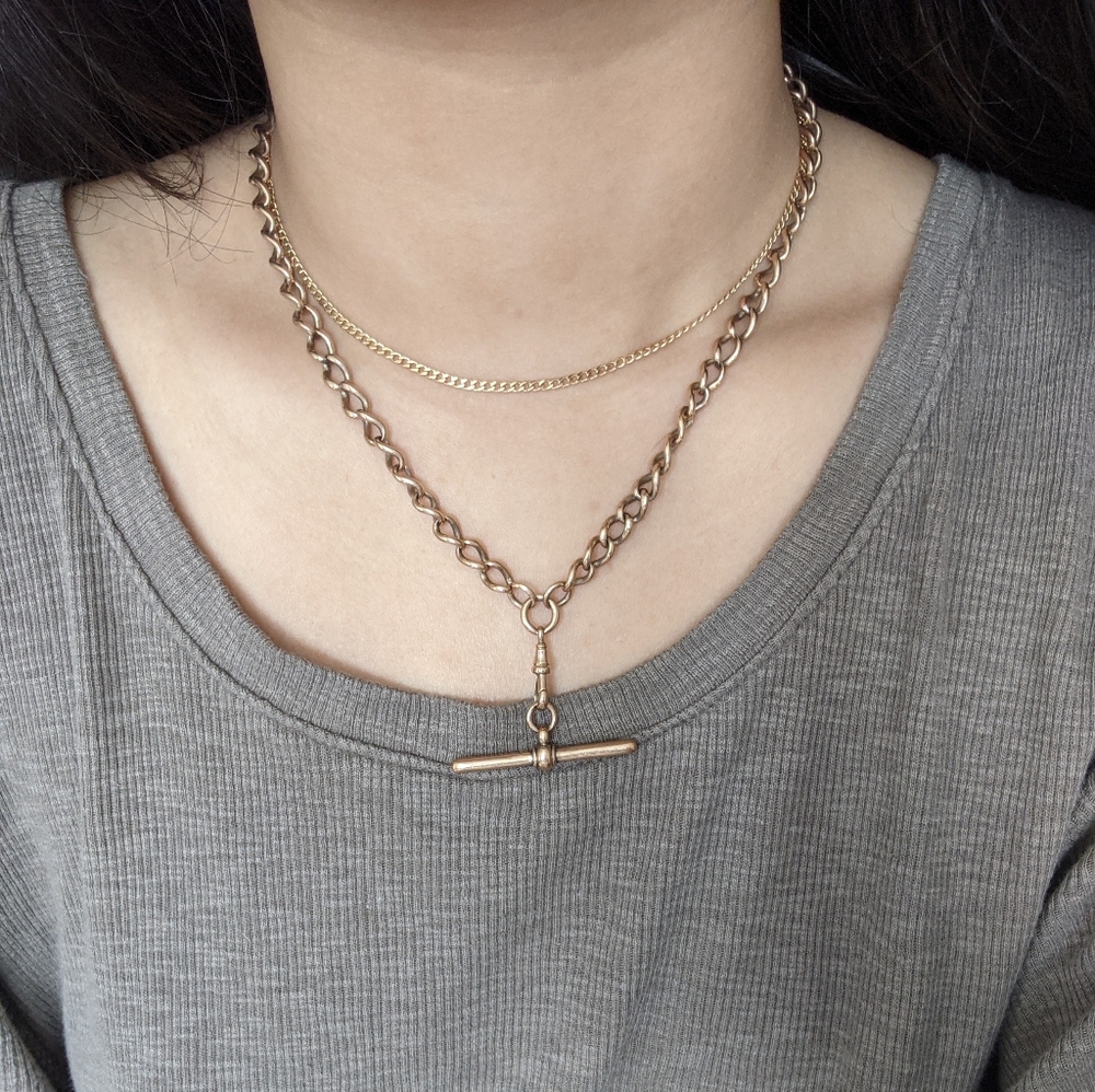 Antique 9k Rose Gold Albert Watch Chain